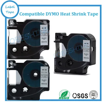 

6pcs black on white DYMO Rhino Heat Shrink Tube tape 2*RS5W 2*RS7W 2*RS11W