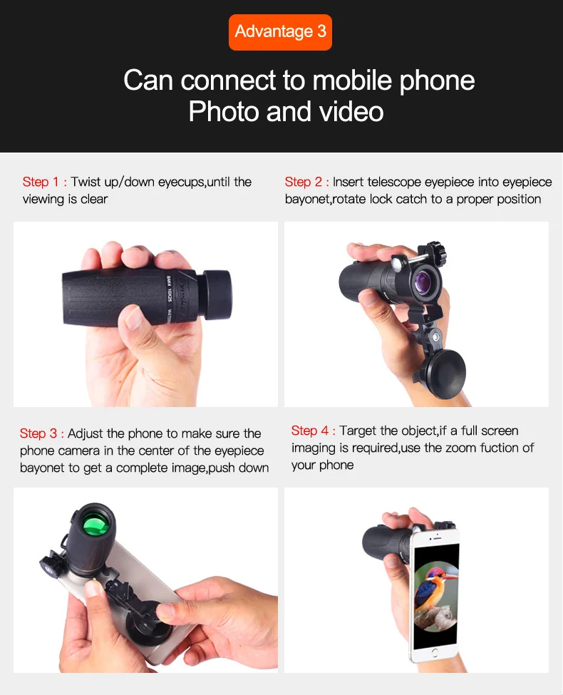 monocular com bak4 prisma óptica