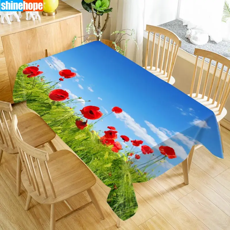 

1pcs 3D Wedding Tablecloth Bouquet Table Table Cloth Poppy Flowers Table Cloth Birthday Party Dinner for Home Decortion