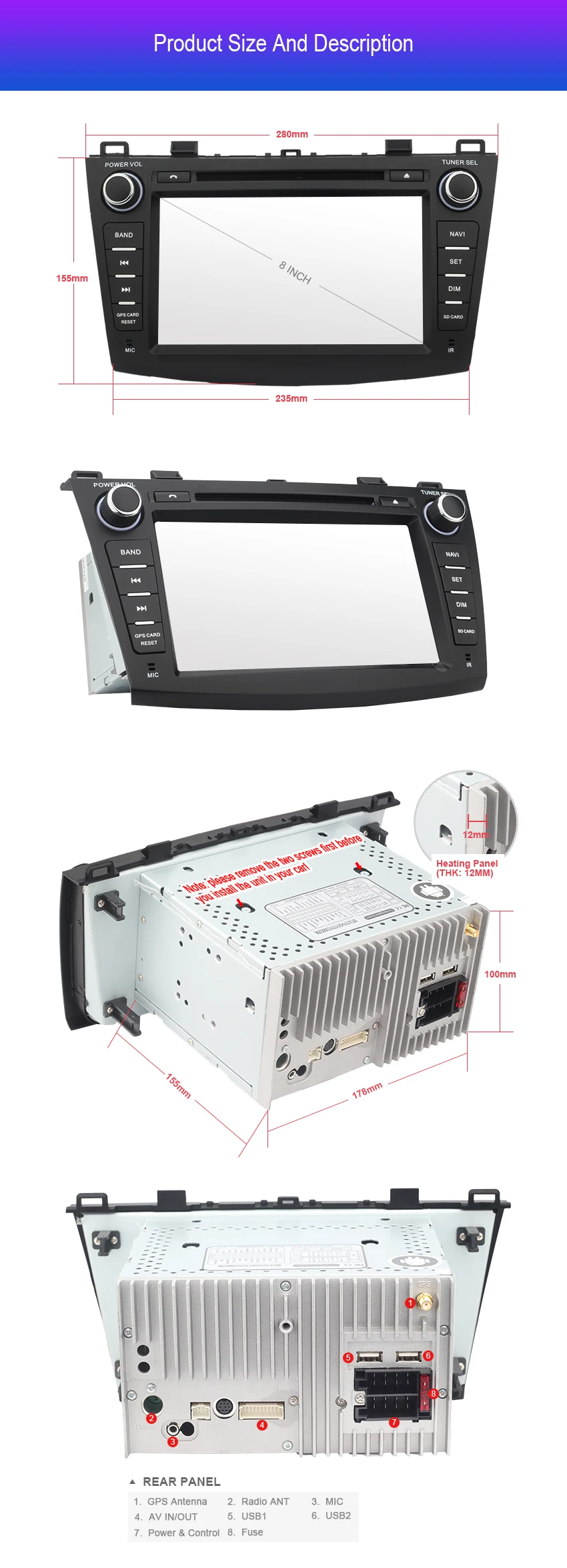 Clearance 7" IPS Android 8 Car DVD 2 Din Autoradio For Mazda 3 2009 2010 2011 2012 2013 Multimedia FM GPS Navigation Stereo Gift Camera 15