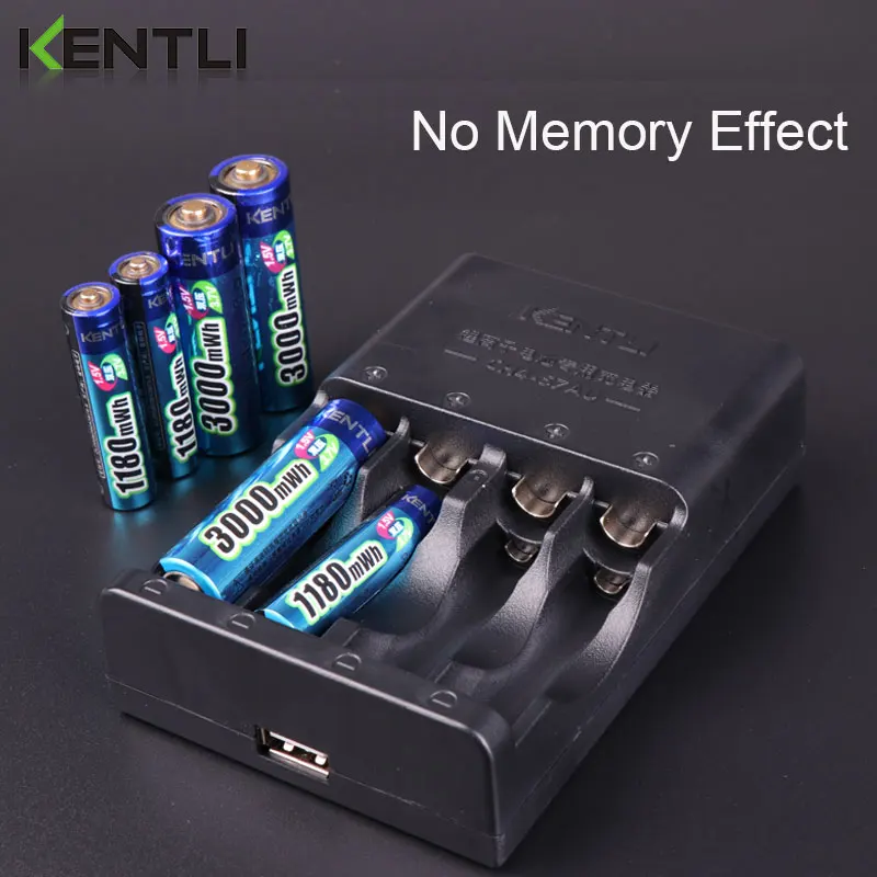 KENTLI 6 шт. 1 5 в aa aaa аккумуляторные литий ионные полимерные литиевые батареи + 3 слота