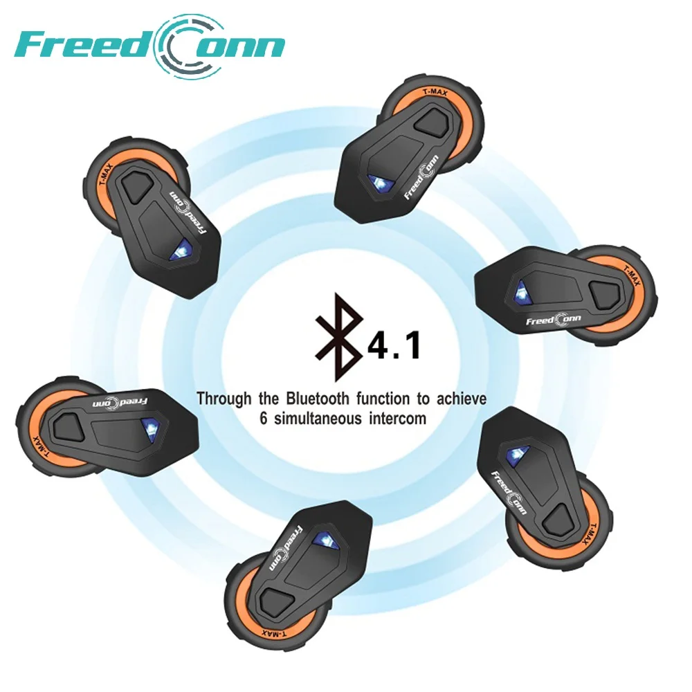 

2018 The latest T-MAX motorcycle helmet bluetooth headset intercom 6 riders group intercom BT Interphone FM Radio Bluetooth 4.1