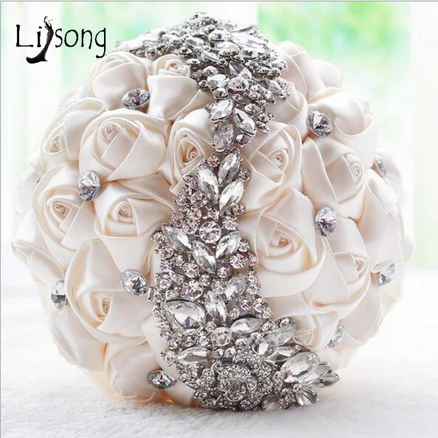 Luxury Crystal Dubai Wedding Bouquet With Artificial Rose 3D Flower Bridesmaid Bridal Bouquets