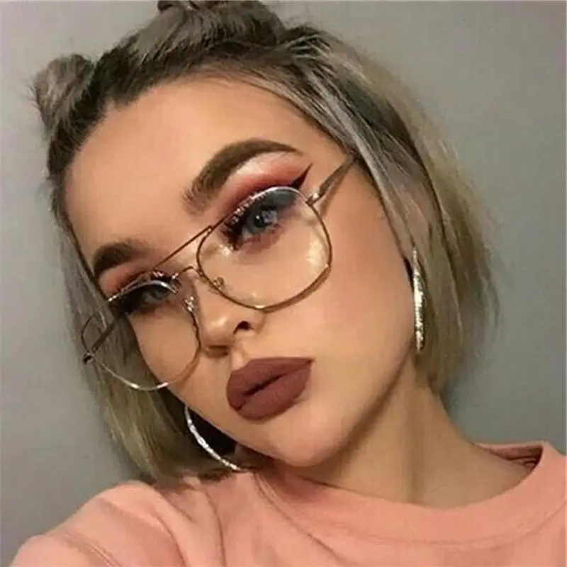 

Ladies Metal Spectacles Square Clear Lens Glasses Men Retro Luxury Designer Eyewear Women Optical Frames Computer Glasses