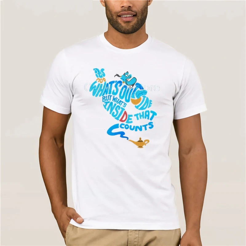 

tshirt men ALADDIN QUOTE GENIE BOTTLE Short fashion T-shirt men
