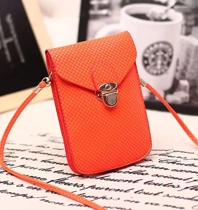 Lady's Vertical Universal Smart Phone Handbag Pouch Mini Cross body