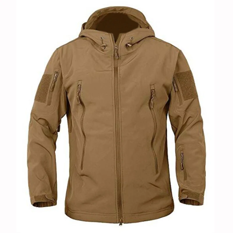 Уличная тактическая куртка софтшелл охотничья одежда зимняя мужская куртка с капюшоном ветрозащитные пальто для кемпинга пешего туризма спорта 4 цвета