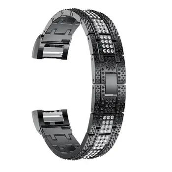 

New Luxury Replacement Metal Bands with Rhinestone Bling Adjustable for Fitbit Charge 2 Bracelet small large