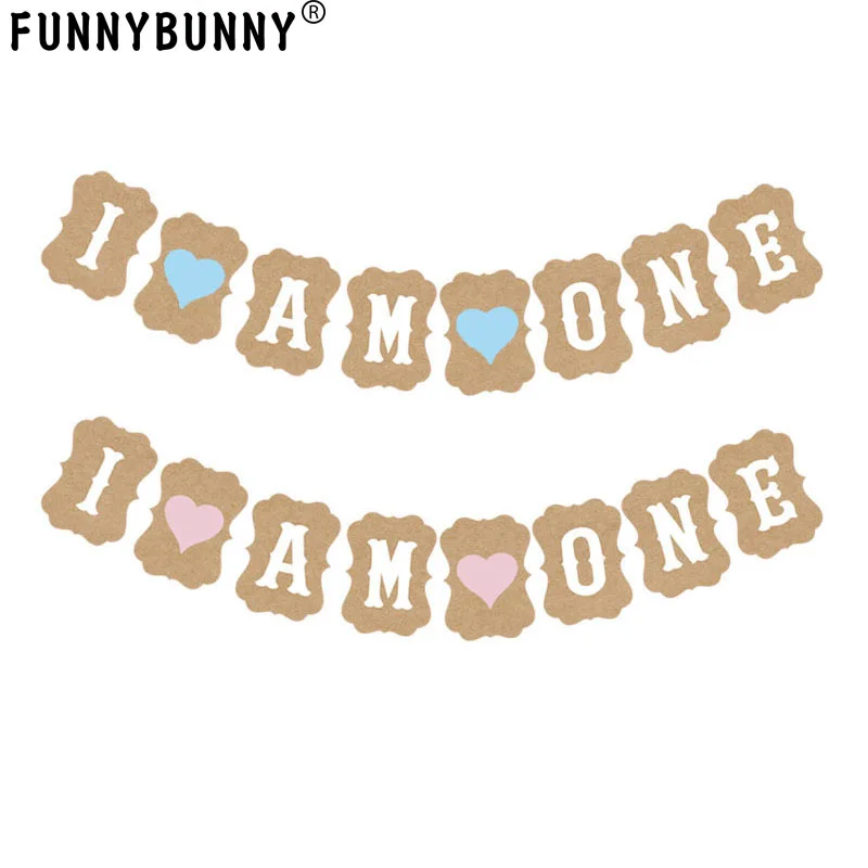 

FUNNYBUNNY Sweet Heart First Birthday Cake Topper -"One"- Decoration & First Birthday-"I Am One"- Banner For Baby Girl