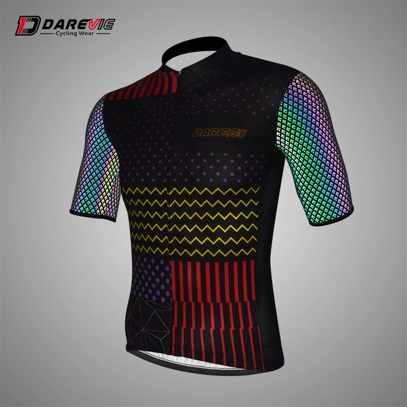 Darevie Cycling Jersey, Breathable Quick Dry Reflective Cycling Jersey
