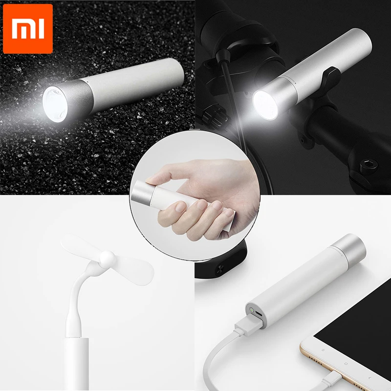 Умный фонарик Xiaomi, регулируемый Luminance режимов, вращающаяся головка лампы, USB внешний аккумулятор, зарядный порт для зарядки телефона