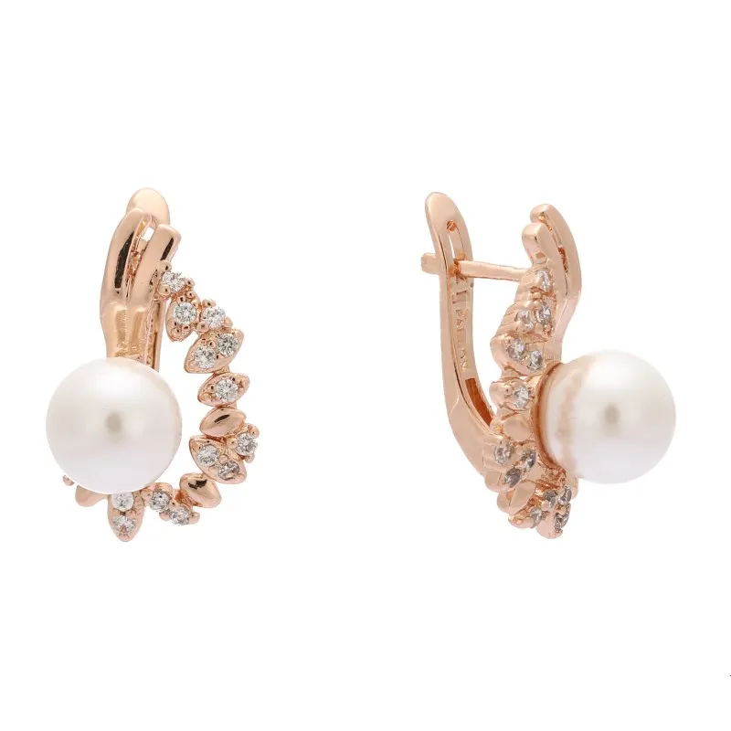 

New Fashion Earrings Jewelry Simulated Pearl Earrings Office Style Rose Gold 585 Color Jewelry Korean Earrings