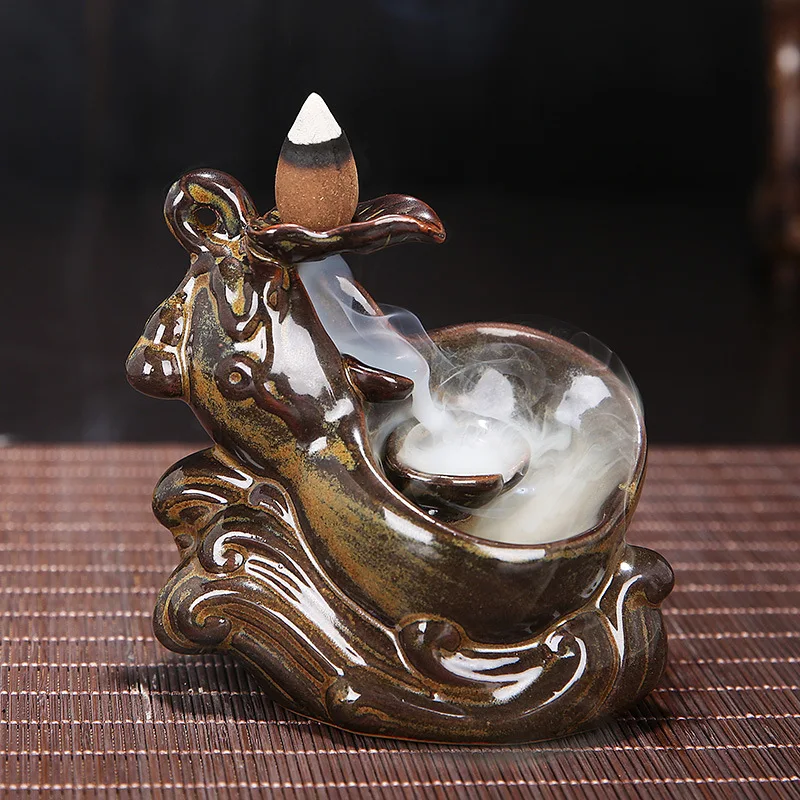 Handmade Ceramics Smoke Backflow Incense Burners Tower Incense Censer