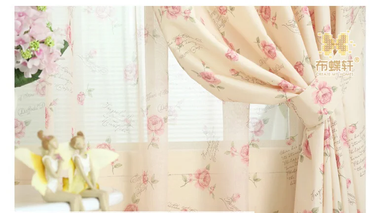 Так красиво! Розовые полосатые занавески для девочек, принцесса, детская комната, спальня, бежевые Цветочные хлопковые шторы