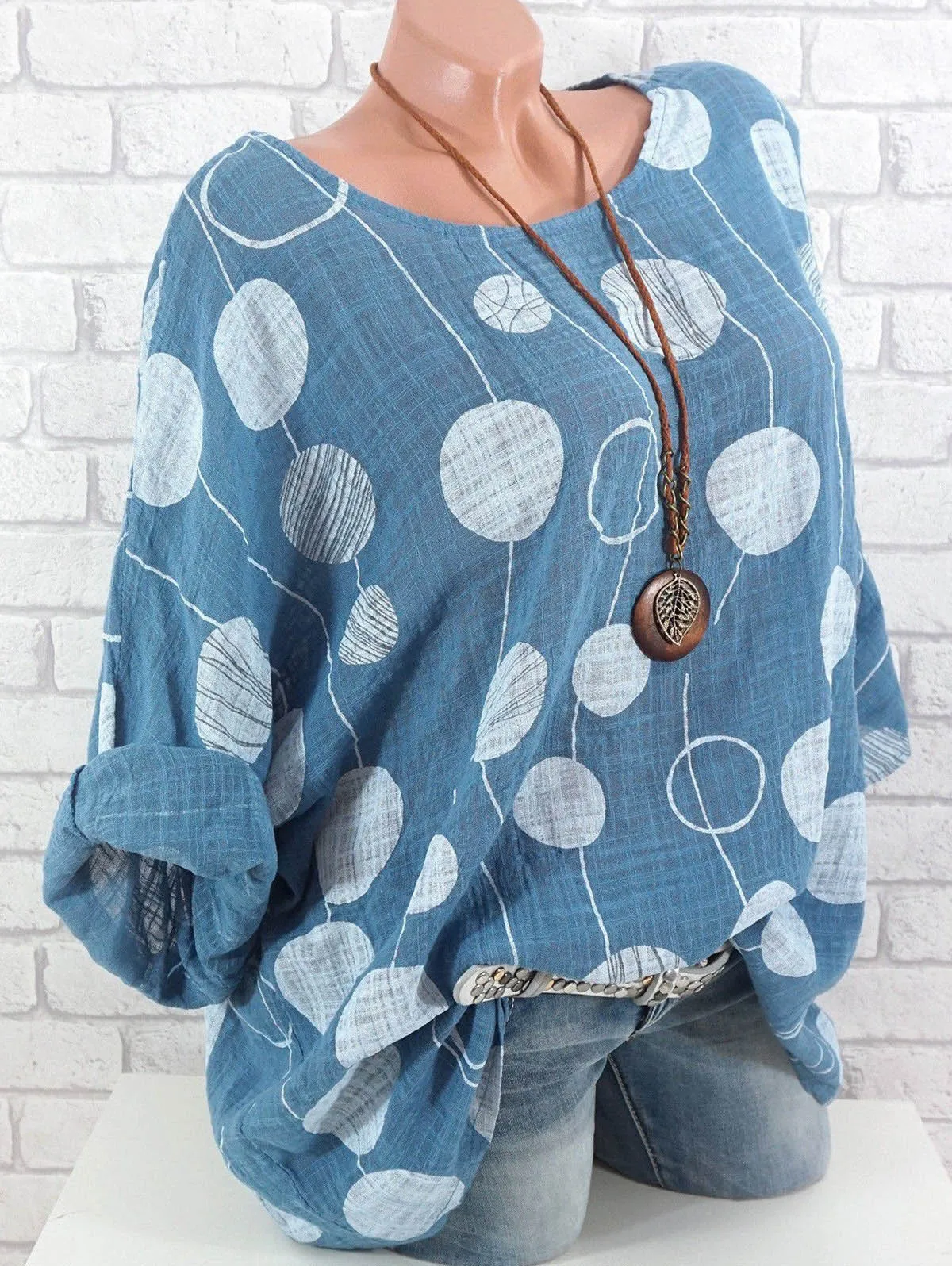 

Wipalo Women Round Neck Polka Dot Printed Blouse Shirts Batwing Sleeve Women Summer Blouses Aesthetic Streetwear Plus Size 5XL