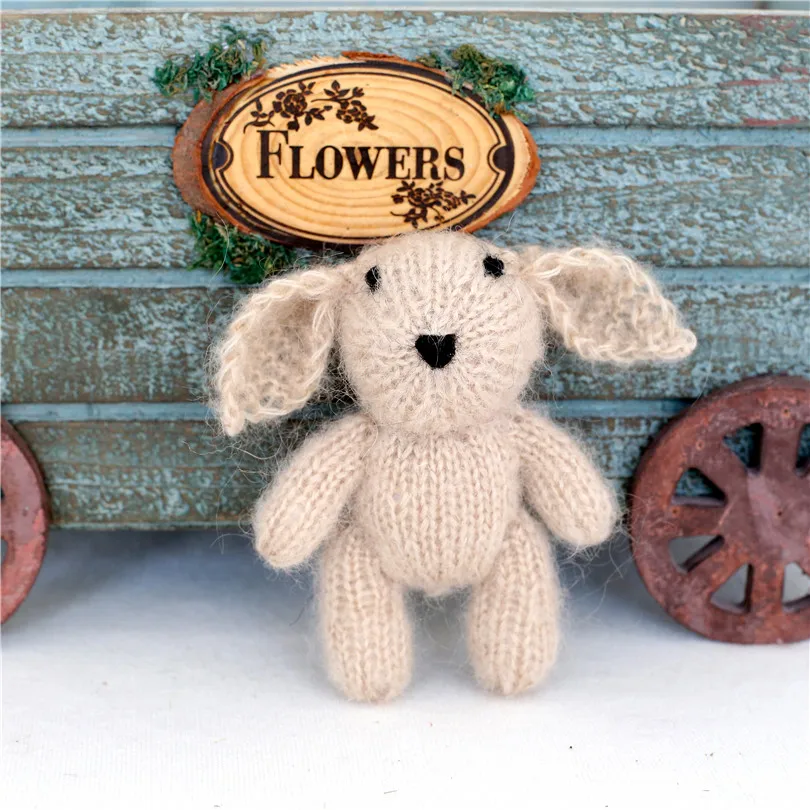 BEST QUALITY Beige Teddy Bunny toy photo props Knitted Animal Stuffed Newborn Rabbit Doll for Photography props