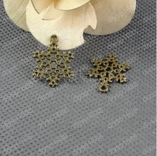 

100pcs/lot alloy bead Antique Bronze Plated 23*17MM Christmas snowflake shape Charms Pendants Fit Jewelry Making DIY JHA2541