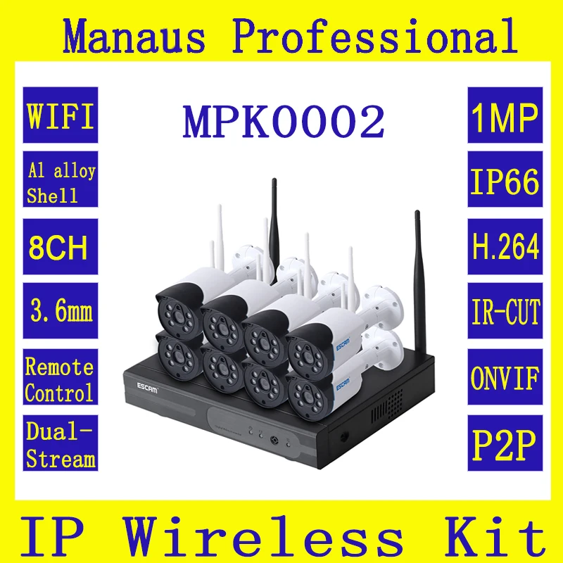 

New 8CH 720P HD Wifi NVR Kit 8 Pcs Security Cameras Wireless System Outdoor Waterproof H264 Night Vision Surveillance System K2