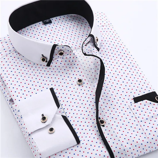 Big Size 4XL Men Dress Shirt 2016 New Arrival Long Sleeve Slim Fit Button Down Collar High Quality Printed Business Shirts MCL18 216