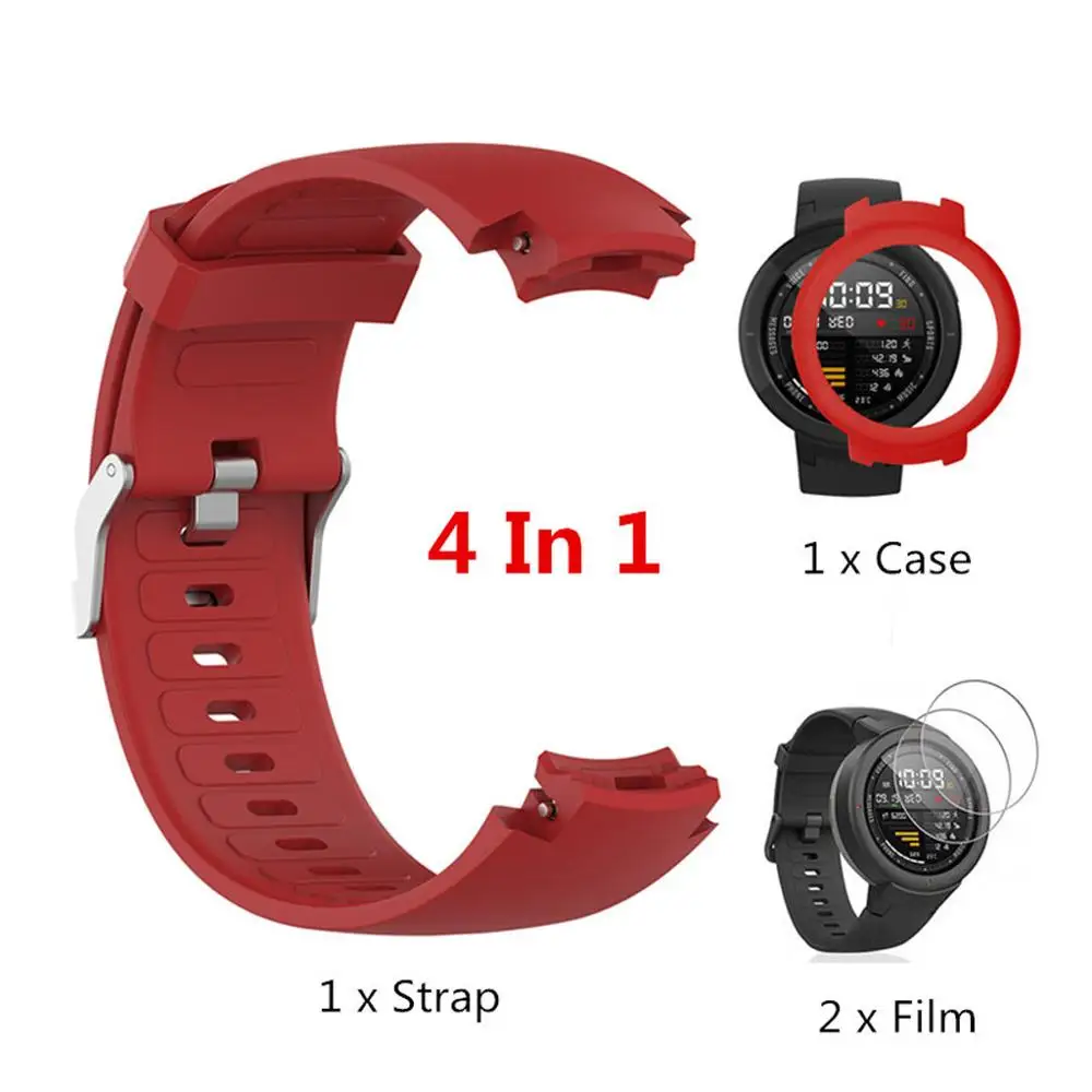 D Для Huami Amazfit Verge дышащий ремешок для часов+ пленка для экрана из закаленного стекла+ Корпус для часов из ТПУ Сменные аксессуары для умных часов - Цвет: D