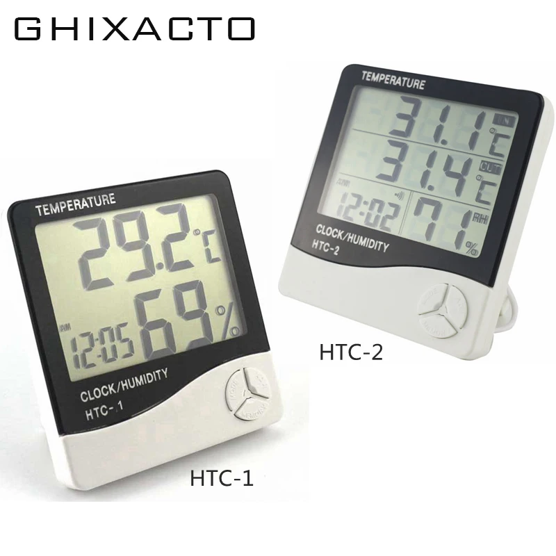 

Indoor Outdoor LCD Electronic Temperature Humidity Meter Digital Thermometer Hygrometer Weather Station Alarm Clock HTC-1 HTC-2
