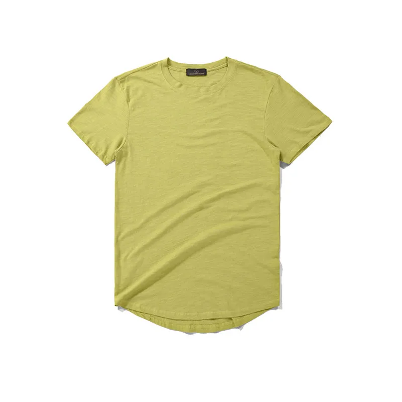 Летняя однотонная хлопковая Футболка, уличная одежда для мужчин, Свободный Топ с коротким рукавом, Винтажная Футболка - Цвет: Золотой