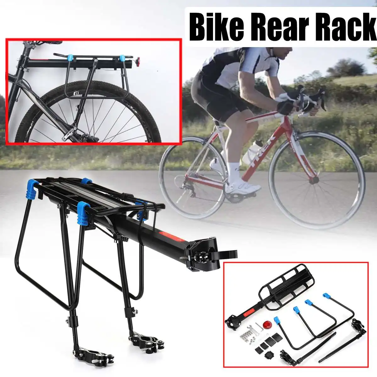 

75KG Bike Rack Aluminum Alloy Luggage Rear Carrier Trunk for Bicycles MTB Bike Rear Shelf Cycling Bicycle Racks