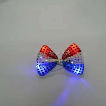 

Free shipping 5pcs/lot novelty led bow tie USA American Flag Big Bowtie Red White Stars-and-Stripes Bow Tie For Evening Party