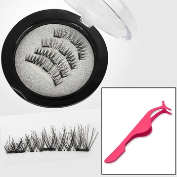 

4pcs/set Magnetic Eyelashes With 3 Magnets Magnetic Lashes Handmade Weaving Magnetic Flase Eyelashes With Eyelashes Applicator