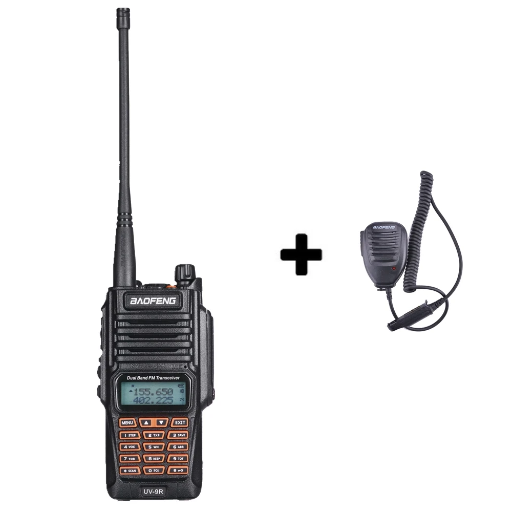 Baofeng UV-9R IP67 8 Вт Long Range Walkie Talkie 10 км любительского радио Dual Band UV9R Портативный CB коммуникатор радио Водонепроницаемая рация - Цвет: Add a mic speaker