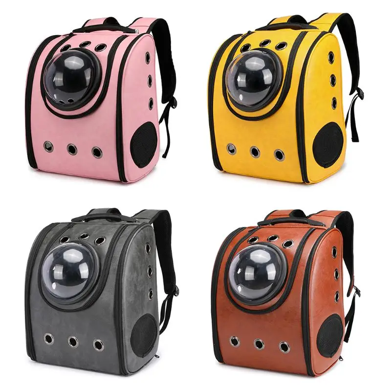 

High Quality Leather Astronaut Capsule Breathable Pet Cat Puppy Travel Bag Space Backpack Carrier Bags