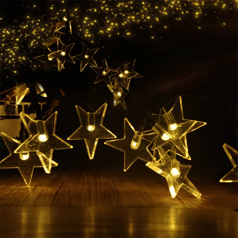 30 светодиодов 3D ночник солнечные небо пятиконечная звезда строка сад газон крыльцо двор Рождественская елка праздничный Декор