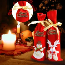 Рождественское украшение для домашнего стола блестки держатель пакета для вина красное Вино Шампанское крышка бутылки чехол Рождественский подарок сумки Рождество L* 5