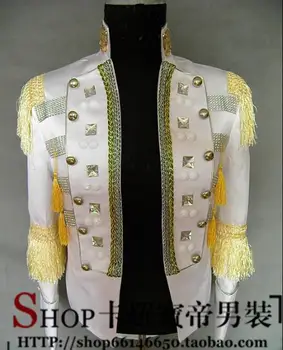 

White mens suits designs masculino homme korean stage costumes for singers men sequin blazer dance clothes jacket star style