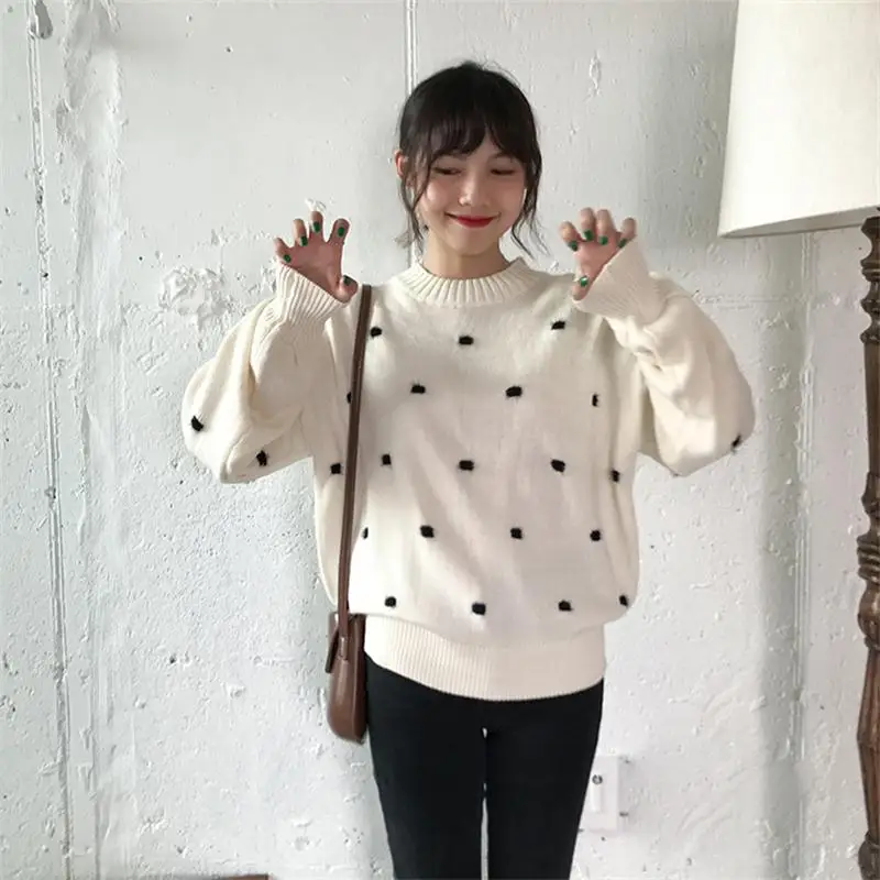 

Casual Women's Sweaters Japanese Harajuku Ulzzang Sweet Fluffy Warm Sweater Female Korean Kawaii Cute Clothing For Women