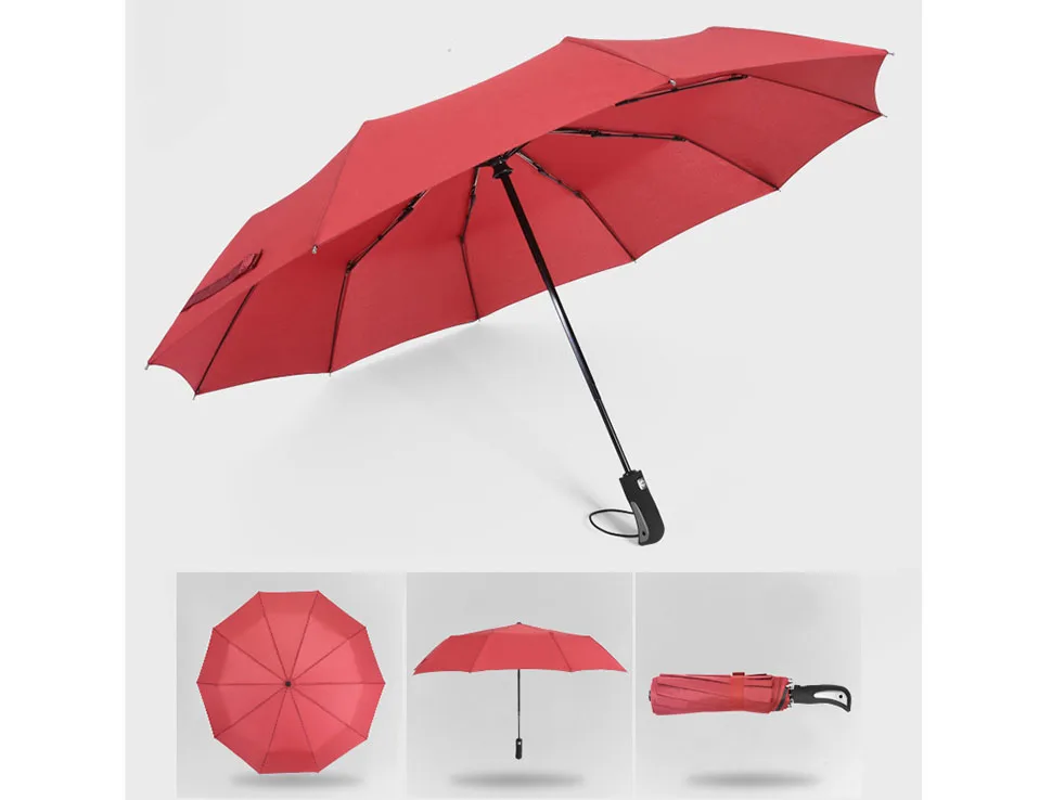 Full Automatic Oversize Reinforced Umbrella Three Folding Male Female Umbrella Rain Women Windproof Folding parasols umbrellas (5)