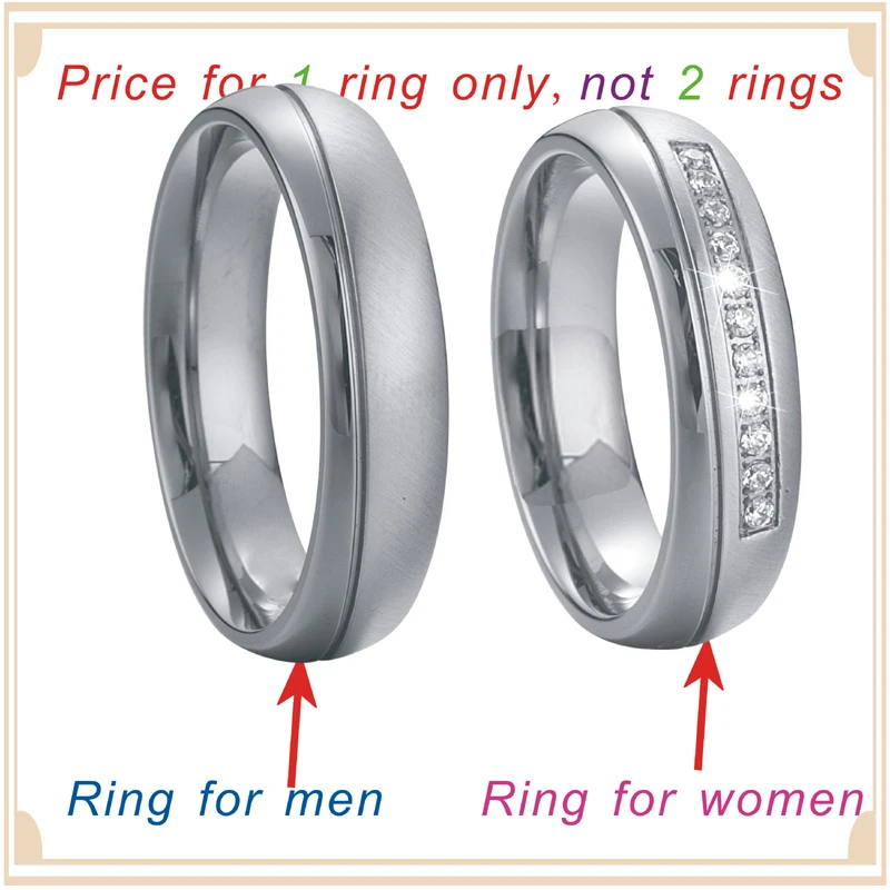 Never Fade Silver Color Wedding Band Love Rings pair for couples male and female Alliance anillos anel prata P1501S(3)