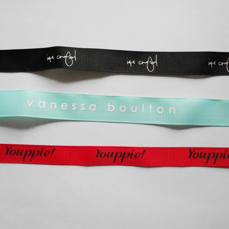 

(500yards/pack) Custom pretty Grosgrain Ribbon with brand name logo printing, decorative ribbons tape for wedding, hand craft