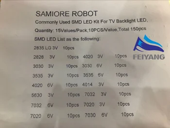 

150pcs/lot 1W SMD LED Kit 3V/6V 2835/3030/2828/3535/5630/7020/7030/4020/4014/7032 Cold white For TV Backlight Beads