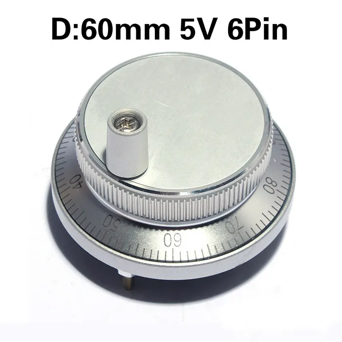 

Free Shipping CNC Pulser Handwheel 5V 6pin Pulse 100 Manual Pulse Generator Hand Wheel CNC Machine 60mm Rotary Encoder