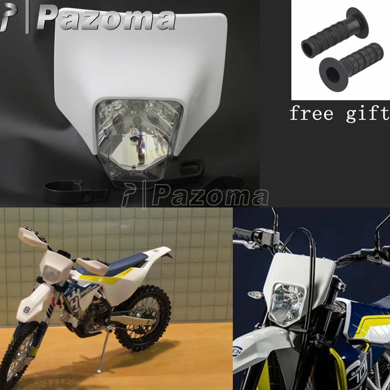 

Motorbike White Dirt Bike Front Headlgiht Fairing Supermoto Headlmp Motocross for Husqvarna FE 250 350 450 501 TX TE 125 701