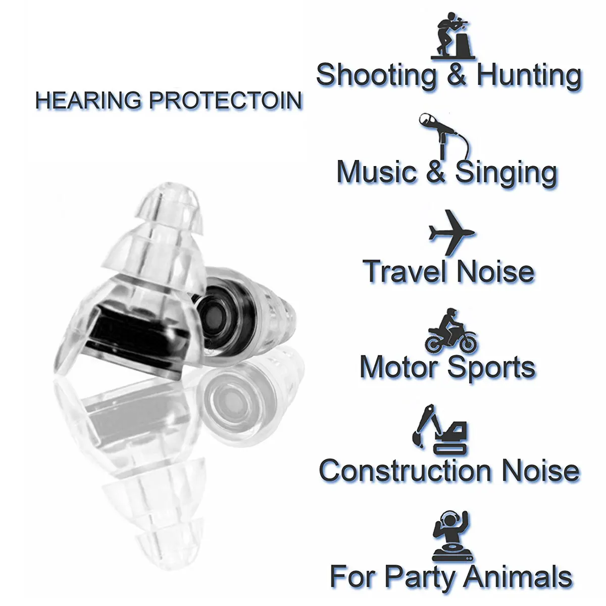 Safurance 2 пары шумоподавление Защита слуха беруши для концертов музыкант мотоциклы многоразовые силиконовые беруши