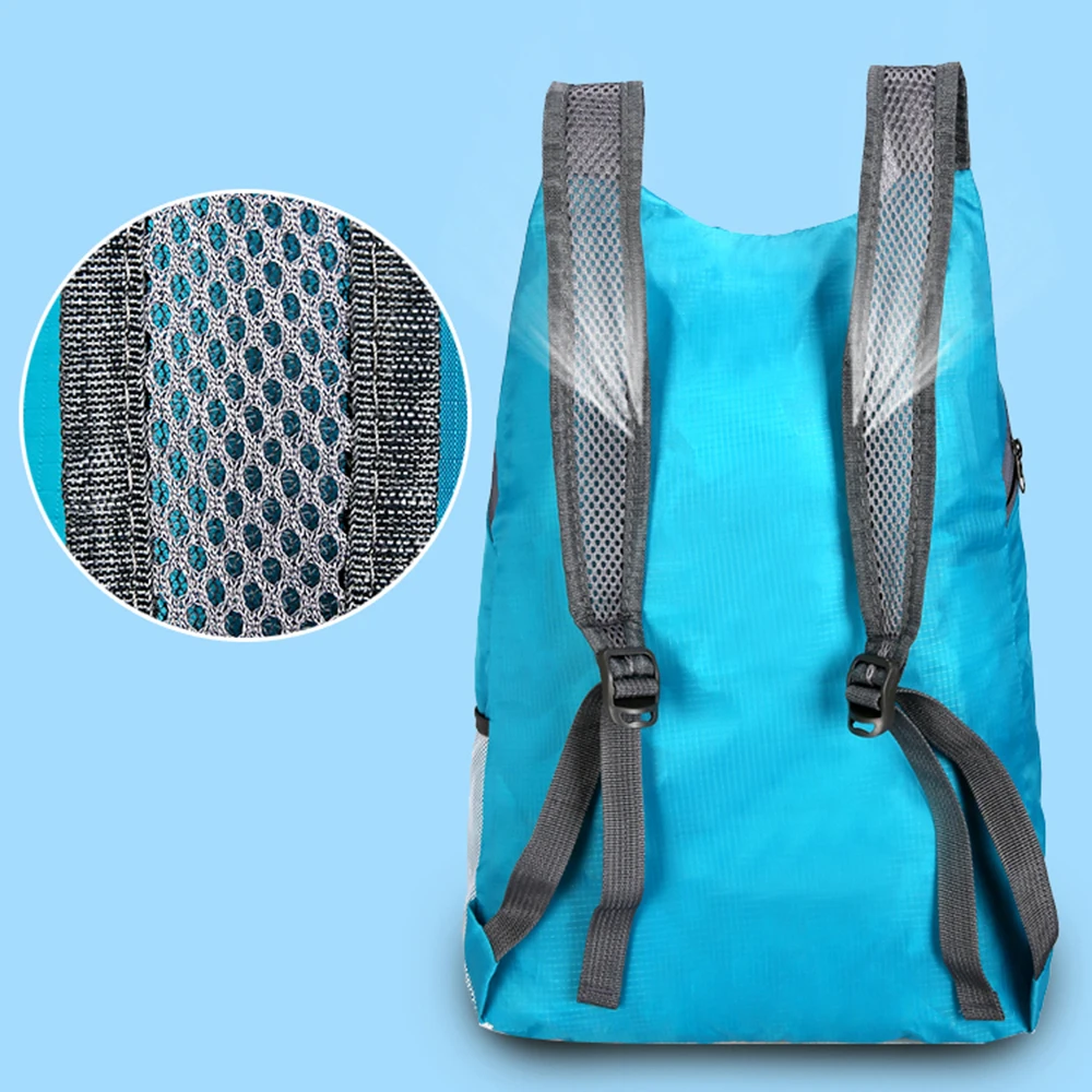  Outdoor Folding Backpack Waterproof Polyester and Breathable Shoulder Strap Light Portable Travel B - 4000012667889