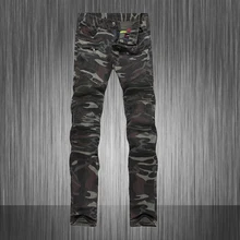 Топ Мода! Мужская Известная Марка Камуфляж Байкер Джинсы, Slim Fit Прямые Нескольких Карман Джинсов Для Мужчин Высокого Качества