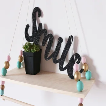 

D Nordic double lines wood Wall Shelves kids cloth hanger Clapboard With Beads INS Kids Decoration Party Decor Gifts