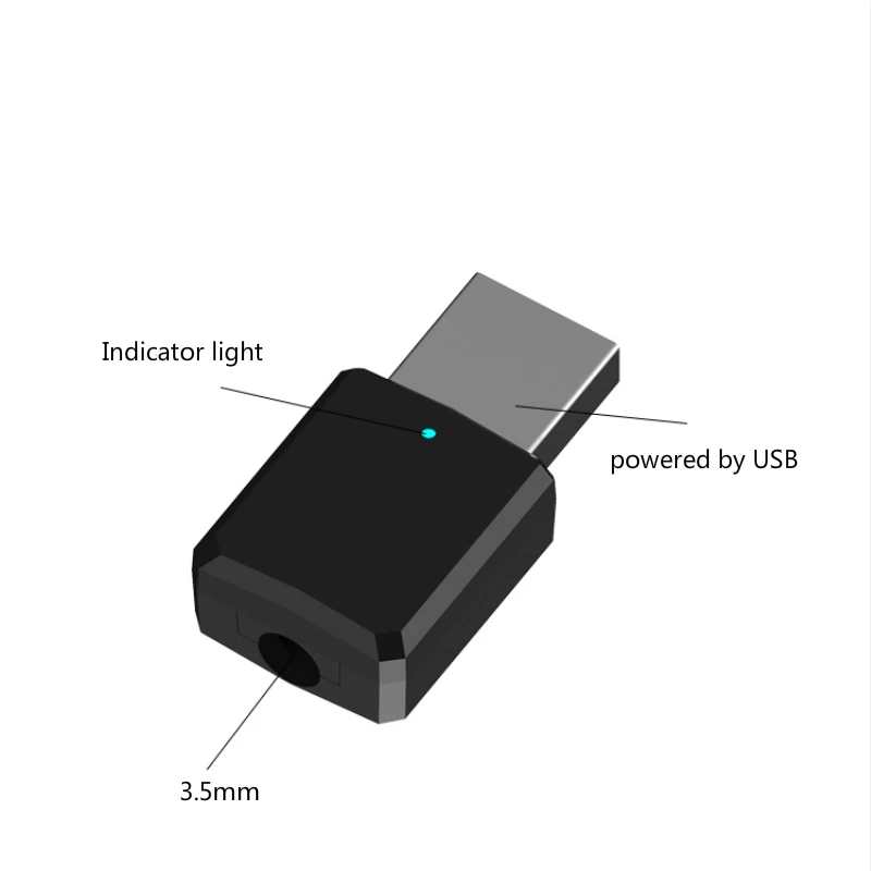 Bluetooth 5,0 приемник Мини 3,5 мм AUX Bluetooth аудио передатчик беспроводной автомобильный Bluetooth адаптер для динамика ТВ ПК - Цвет: Черный