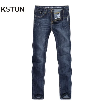 

KSTUN Men Jeans Slim Straight Blue Stretch Spring and Summer Regular Fit Soft Breathable Quality Brand Men's Clothing Denim Jean