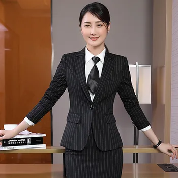 

Fashion Suit Woman Autumn New Pattern Leisure Time Temperament Real Stripe Occupation Correct Dress Four Set