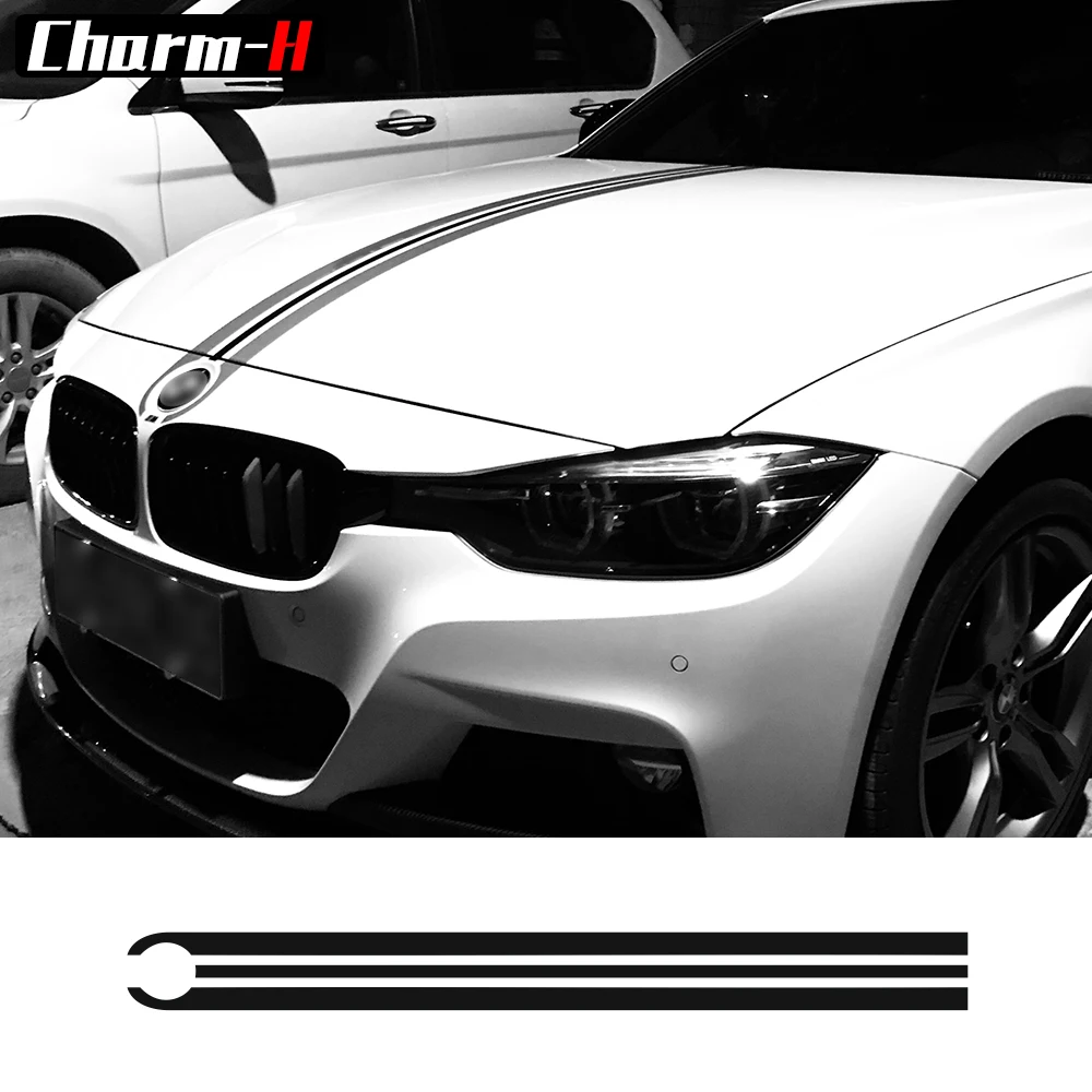 Car Hood Bonnet Racing Stripes Lines Vinyl Decals Garland Stickers For BMW 3 5 Series F30