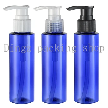 

100ml blue color PET screw pressure lotion pump bottles,3.5oz DIY cream pump lotion bottle for cosmetic packaging 30pcs/lot